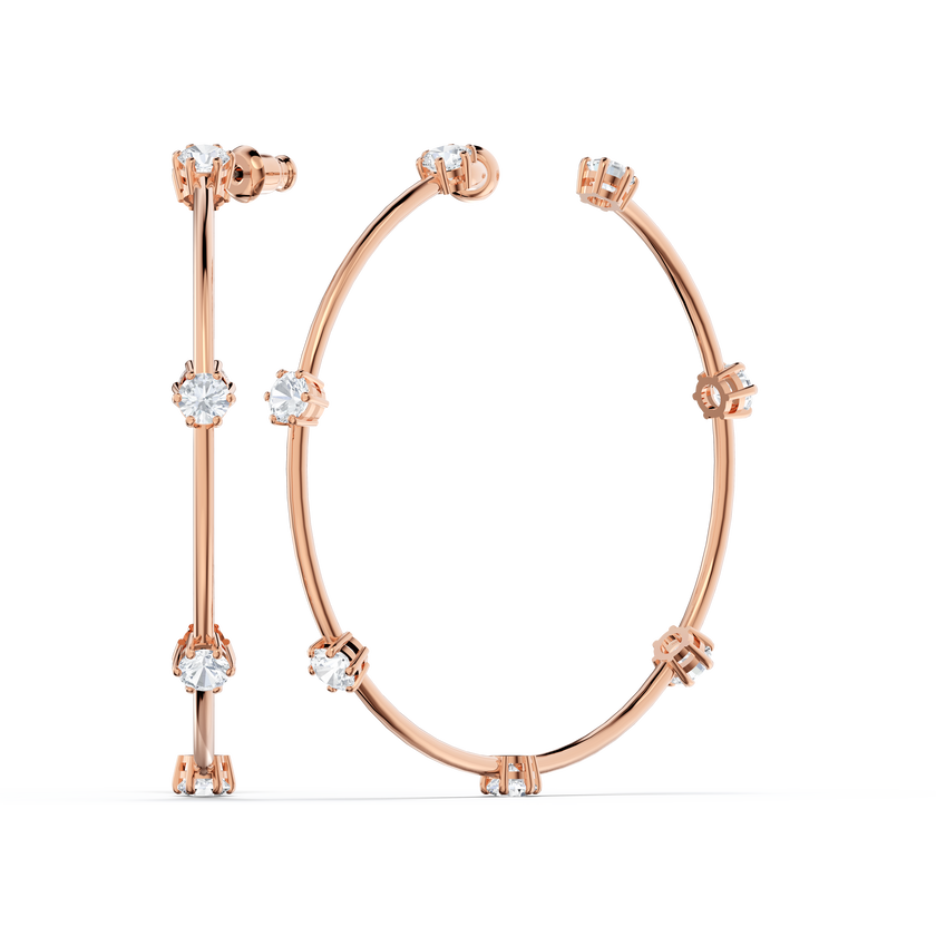 Buy Swarovski Constella hoop earrings, White, Rosegold tone plated in